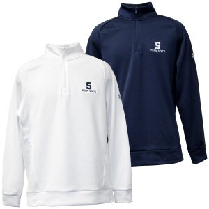 men's Under Armour white and navy 1/2 zip fleece tops with stitched block S and Penn State